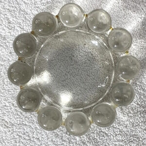 Vintage Clear Glass Bubble  Edge Ashtray Trinket Dish